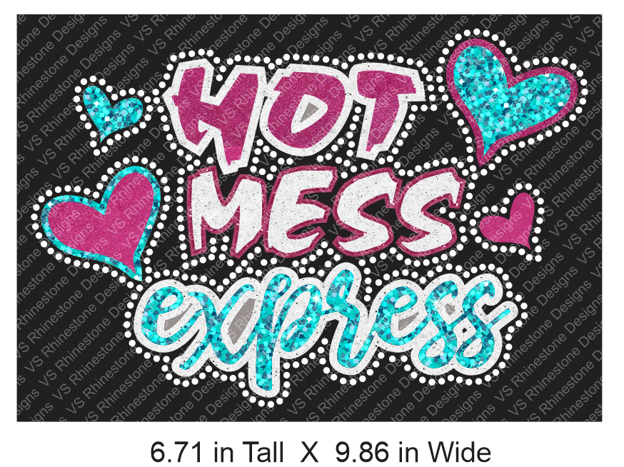 Hot Mess Express Full Color HTV and Rhinestone Design
